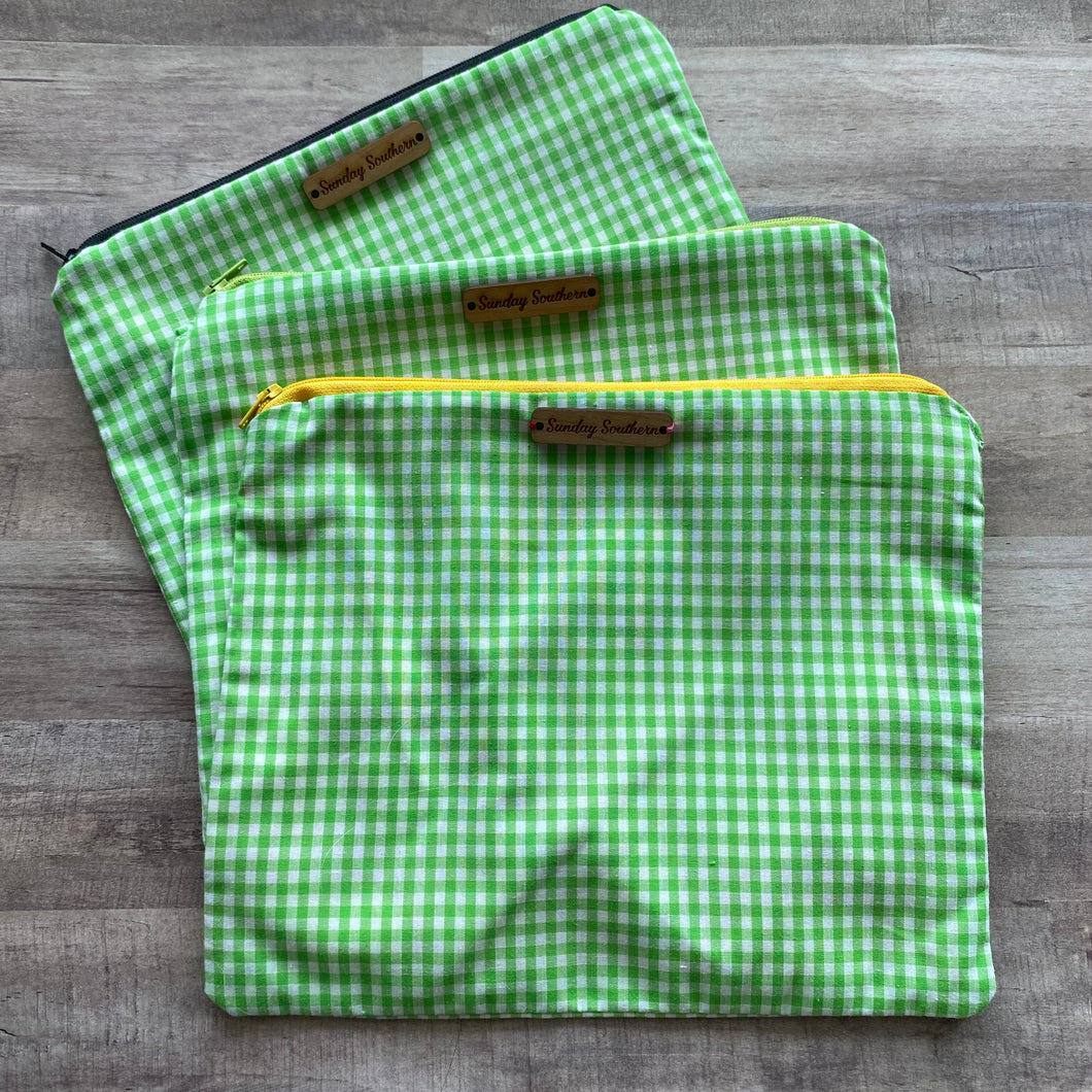 Green Gingham Zipper Bag