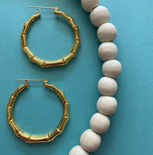 Load image into Gallery viewer, Victoria Gold Bamboo Hoop Earrings
