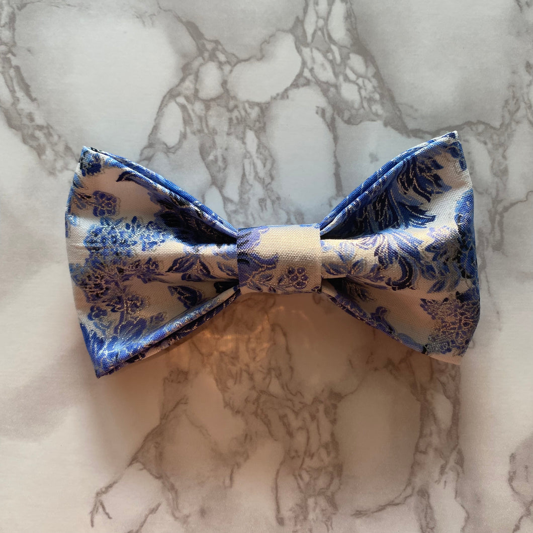 Blue and White Grandmillenial Bow Tie or Hair Bow